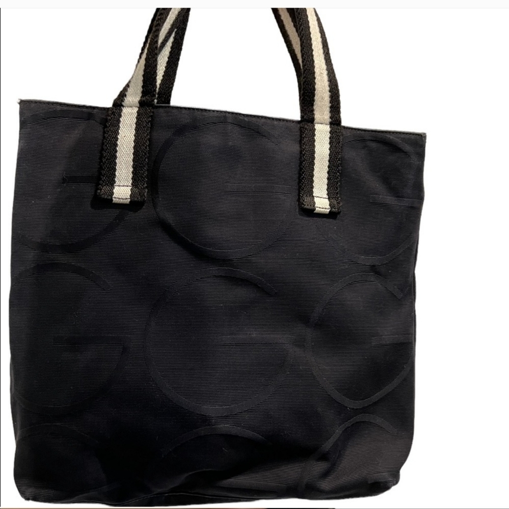 Authentic Gucci G Logo Canvas Beach Web Shopper Tote Bag
